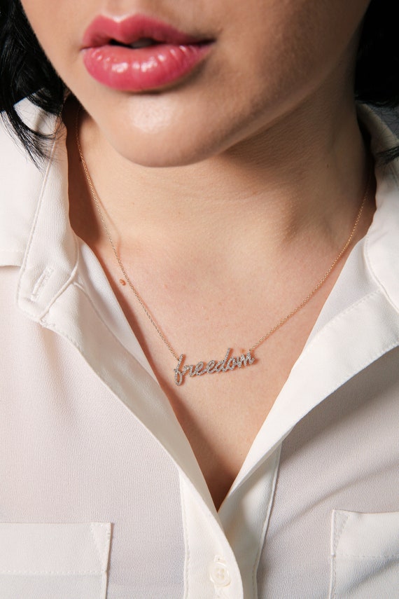 Name Necklace Diamond Custom Customized Necklace Script Letter