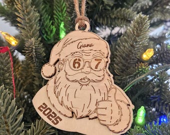Personalized Humor 67 Wooden Ornament; Six Seven