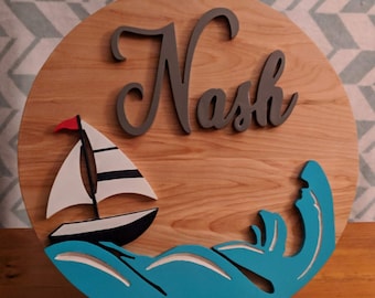 Round Personalized Baby Name Sign Nursery Decoration