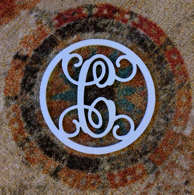 Vine Script Monogram 10 Inch Wooden Magnet Etsy