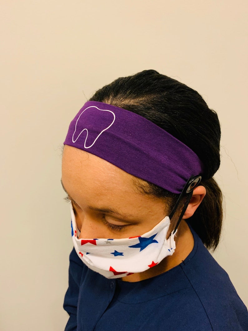 Dentist and Hygienist Headbands with buttons for Face Masks Etsy