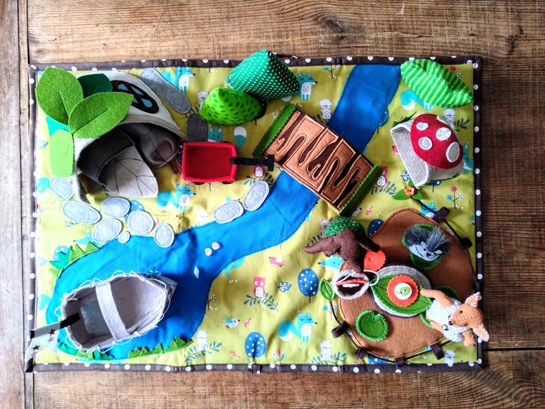 Custom Play Mat, Playing Mat Bag, Woodland Mat for Toddler, Pretend