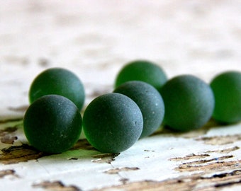 Dark Green Sea Glass Balls , 15 mm 0.59'' Green Marbles , Pendant Sea Glass , Jewelry Quality , Glass Pebbles , Crafting , Jewelry Marbles