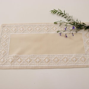 Vintage Hardanger Table Topper , Swedish Hand Embroidered Table Cloth , Vintage Swedish Table Dressing , Hand Embroidered Coffee Table Decor
