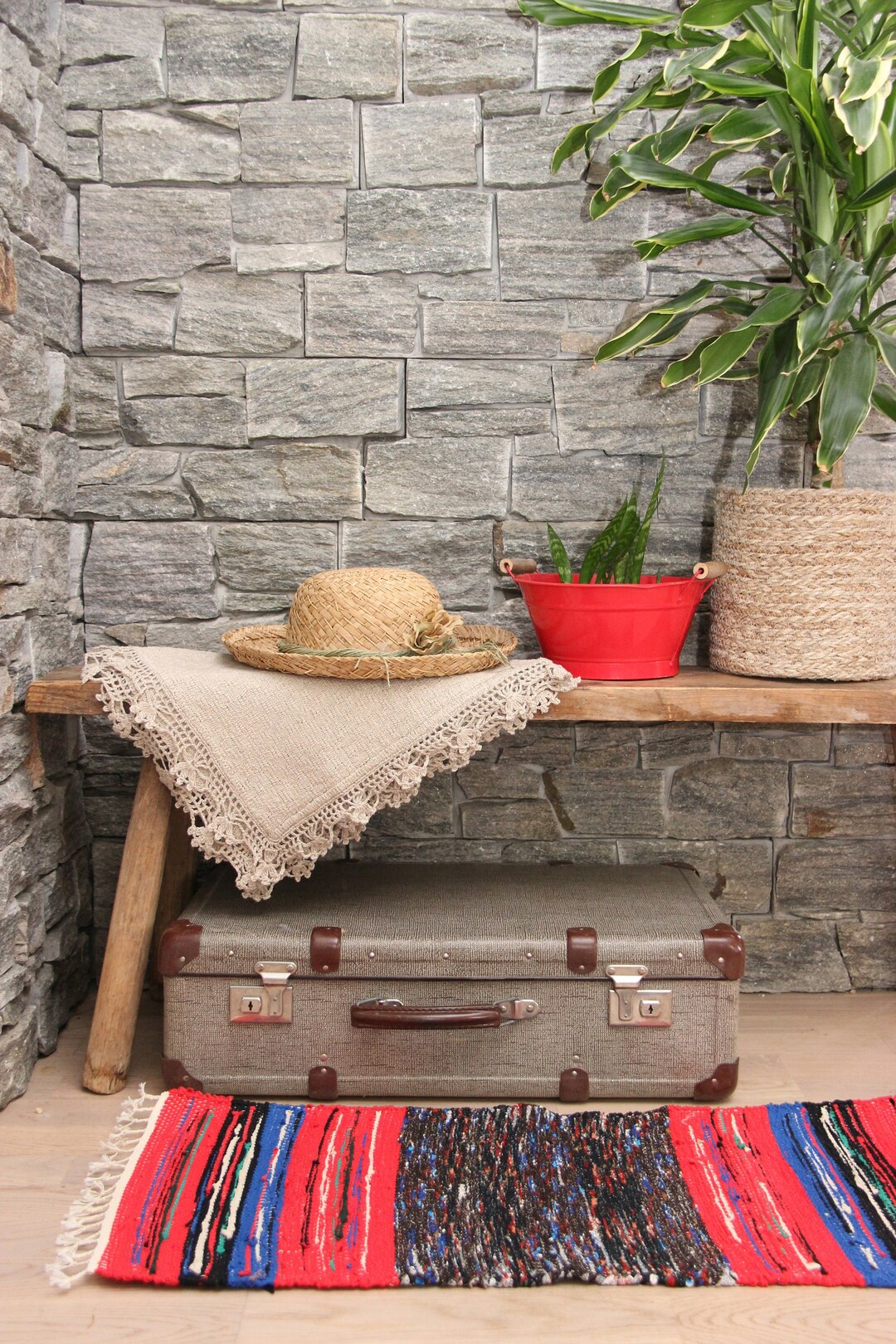 Vintage Swedish Small Rag Rug or Rug Table Runner , 32'' X 14 ...