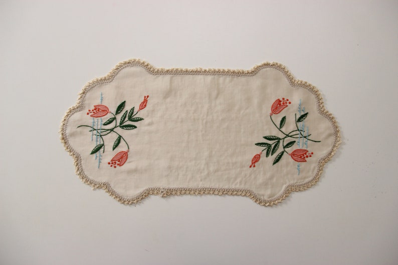 Black - Hand Embroidered Floral Cotton Reversible Table Mat 08