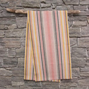 Handwoven Linen & Cotton Table Runner / Vintage Scandinavian Striped Towel, Rustic Farmhouse Textile, 55 x 14 inches