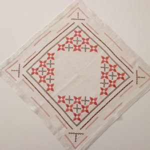 Vintage Swedish Woven Fabric Textile Square Tablecloth