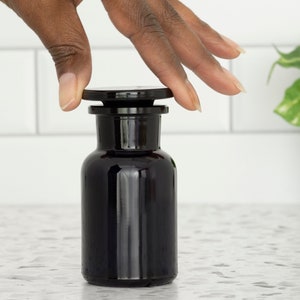 UV Glass Apothecary Jar | 100 ml 3 oz Glass Jar | Airtight Vintage Style Kitchen Storage Jar for Herbs, Tea, Spices, Tinctures, etc