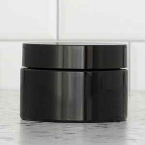 UV Glass Jar with Child Resistant Lid | 240ml 8 oz Airtight, Smell Proof Glass Jar | Low Profile Jar for Cosmetics, Herbs Tea, Spices, etc.