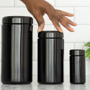 UV Glass Jar Canister Set | Airtight Minimalist Style Kitchen Storage for Herbs, Coffee, Tea, Flour and Sugar, Spices, etc