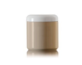 Beige Powder Coated Glass 16 oz Jar with Lid