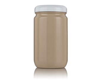 ABSTAND: Beiges pulverbeschichtetes Glas mit Deckel und individuellem Etikett 32 oz