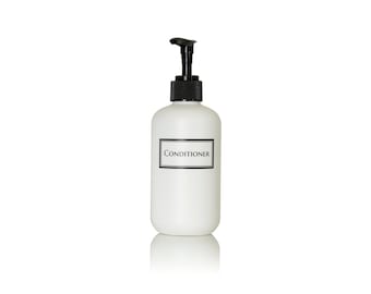 Silkscreened Small White 8 oz Boston Round HDPE Plastic Shower Bottle with Minimalist Print