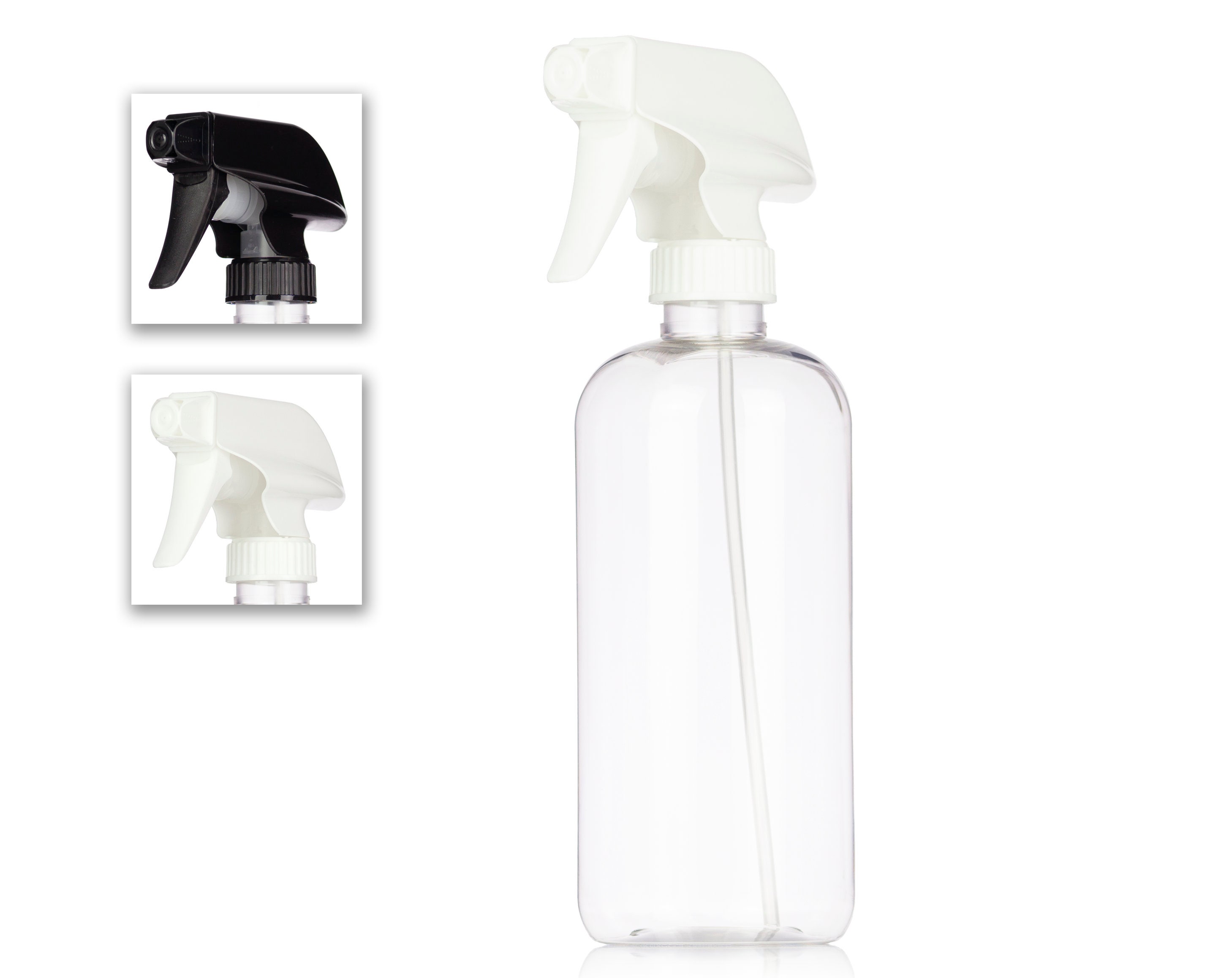 16 oz. Clear PET Spray Bottle with Blue & White Sprayer