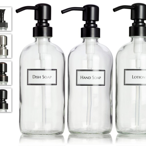 NEECZS Amber Glass Soap Dispenser Set With Drying Tray - 16oz Kitchen & Bathroom Organizer