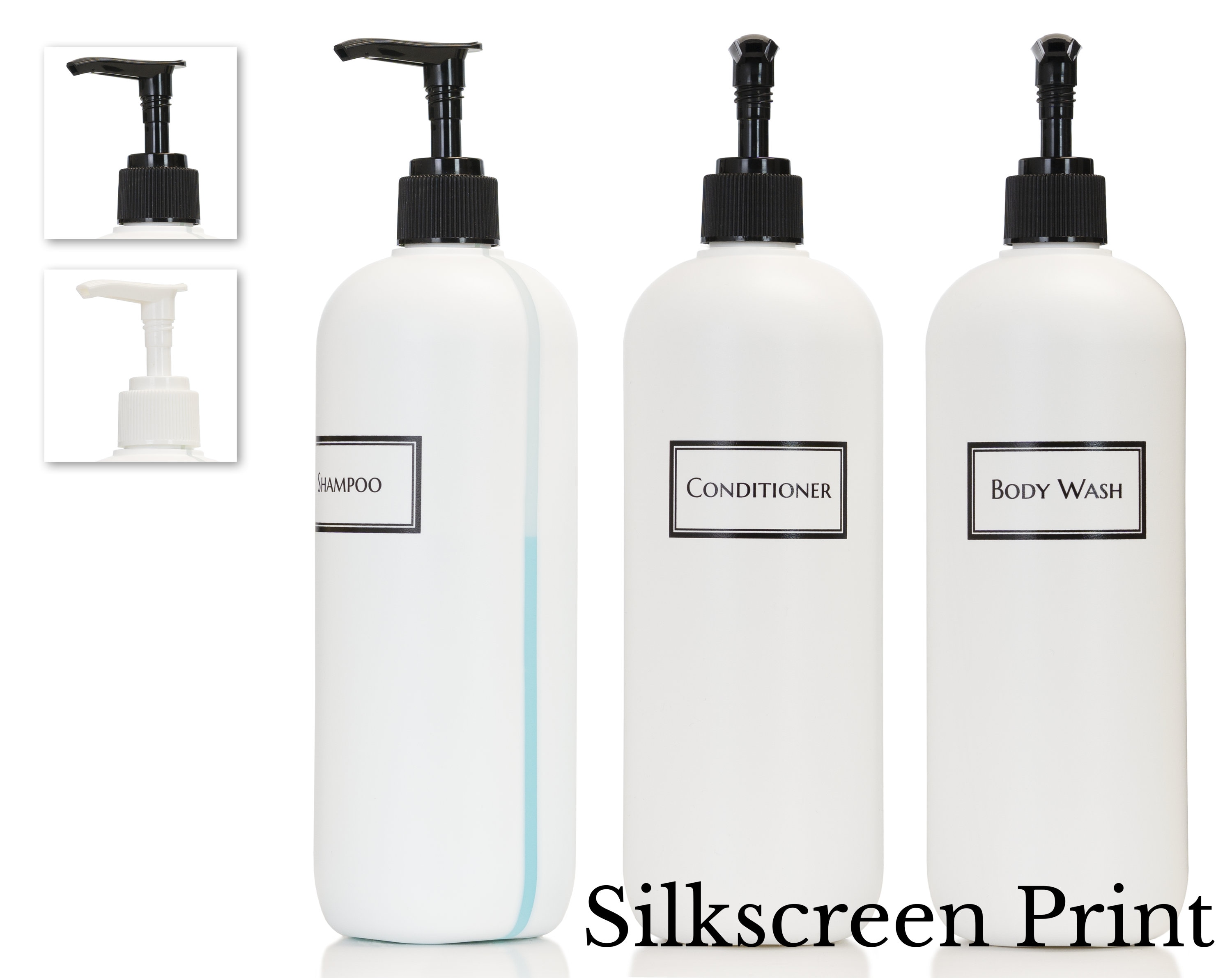 Silkscreened Refillable Shampoo Bottles W/view Stripe 19 Oz Etsy