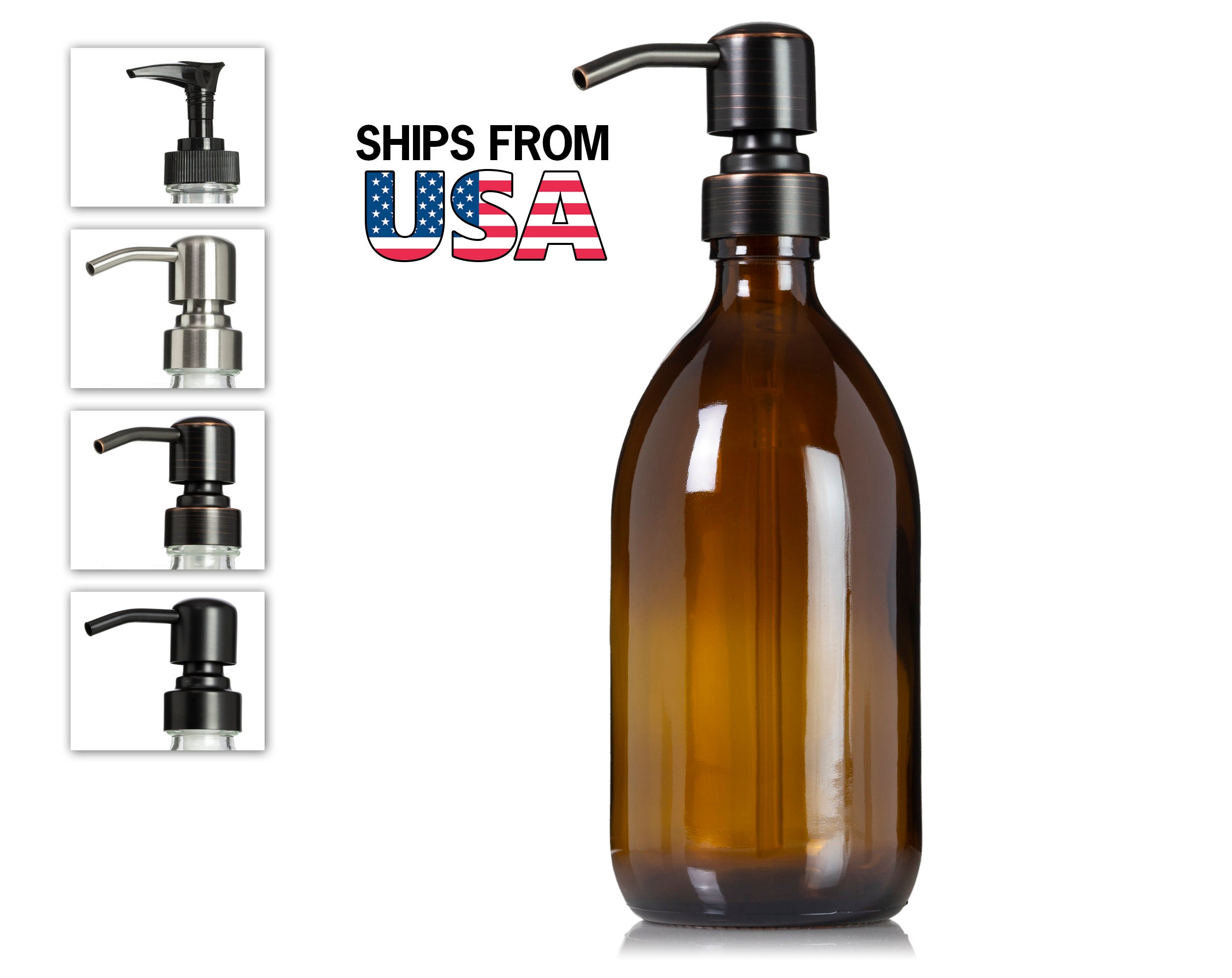 Amber Glass 16 oz Apothecary Pump Bottle with Choice of Pump Etsy