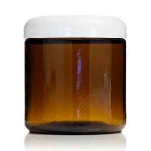 Amber Glass 16 oz Straight Sided Jar with Choice of Lid