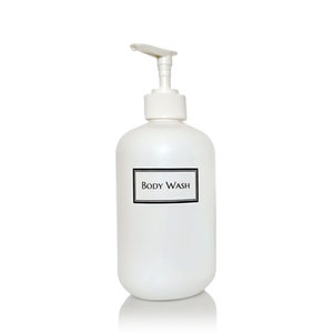 Silkscreened White Squat Boston Round HDPE Plastic Shower Bottle - Single