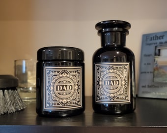 Dad Jar Gift for Him, Black/Ultraviolet Glass Jar for Tobacco, Herbs, Tea, Spices, and More