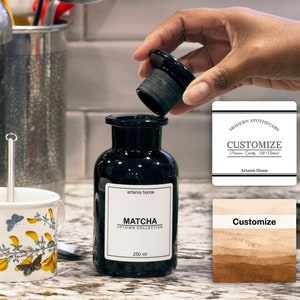 Customized Glass Apothecary Jar | 250ml 8 oz Glass Jar | Airtight Vintage Style Kitchen Storage Jar for Herbs, Coffee, Tea, Spices, etc