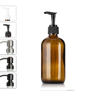 8 oz Amber Glass Bottle with Choice of Pump