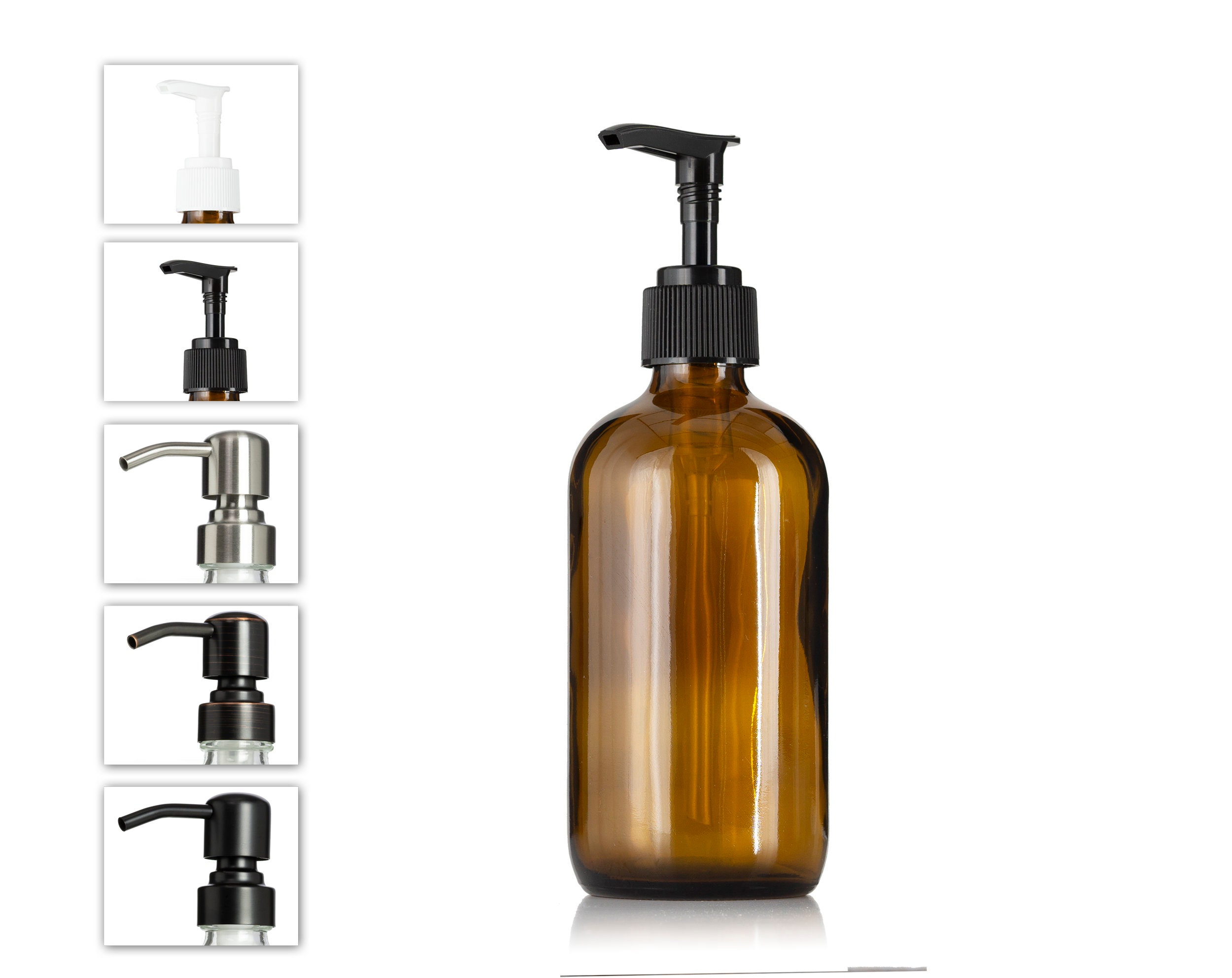 Amber Glass Bottle with Choice of Pumps 8 oz Etsy