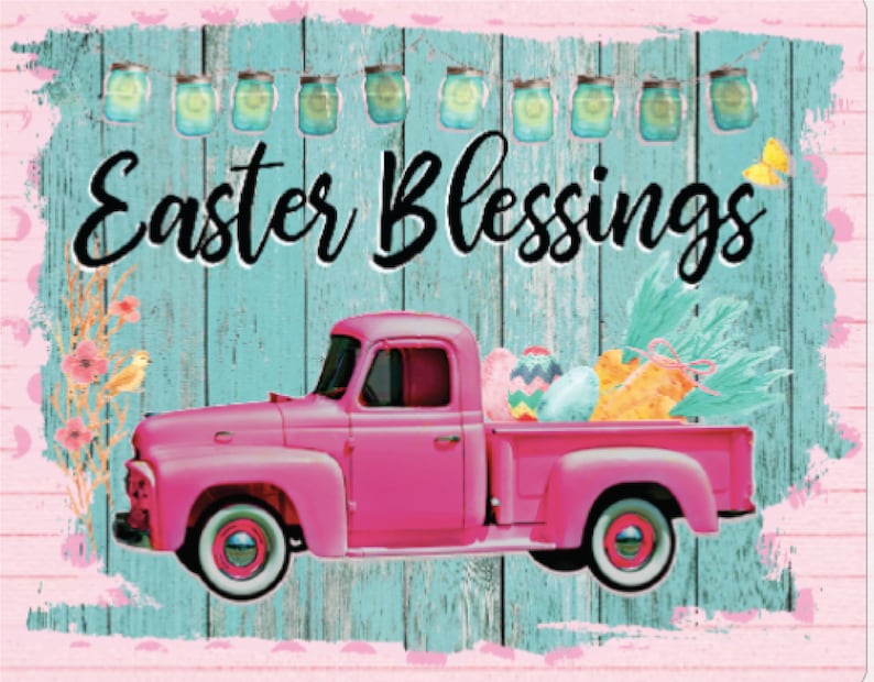 Easter Blessing Truck Metal SignEaster SignChristian Sign image 0