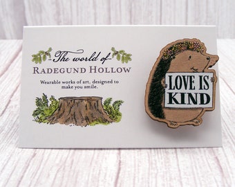 Love is Kind Wooden Badge Pin