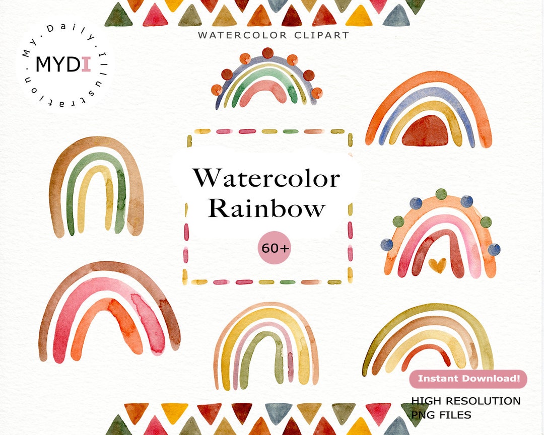 Rainbow Boho Watercolor Clipart | Kids Room, Boho, Nursery Decor ...