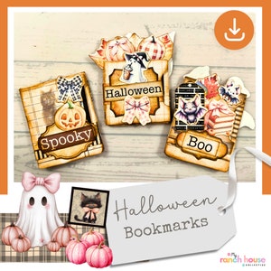 Lesezeichen Halloween DYI Paperclip Lesezeichen Geschenk für Buchliebhaber, Buchklub Favor, Digital Download Mini Ephemera