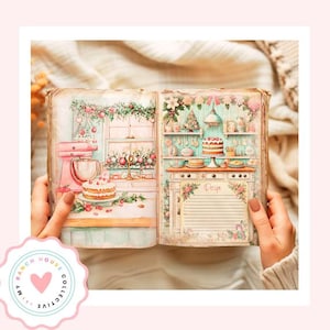 Kerstrecepten Junk Journal Kit - Afdrukbare receptkaarten - Digitale download - Knutselbenodigdheden voor de feestdagen