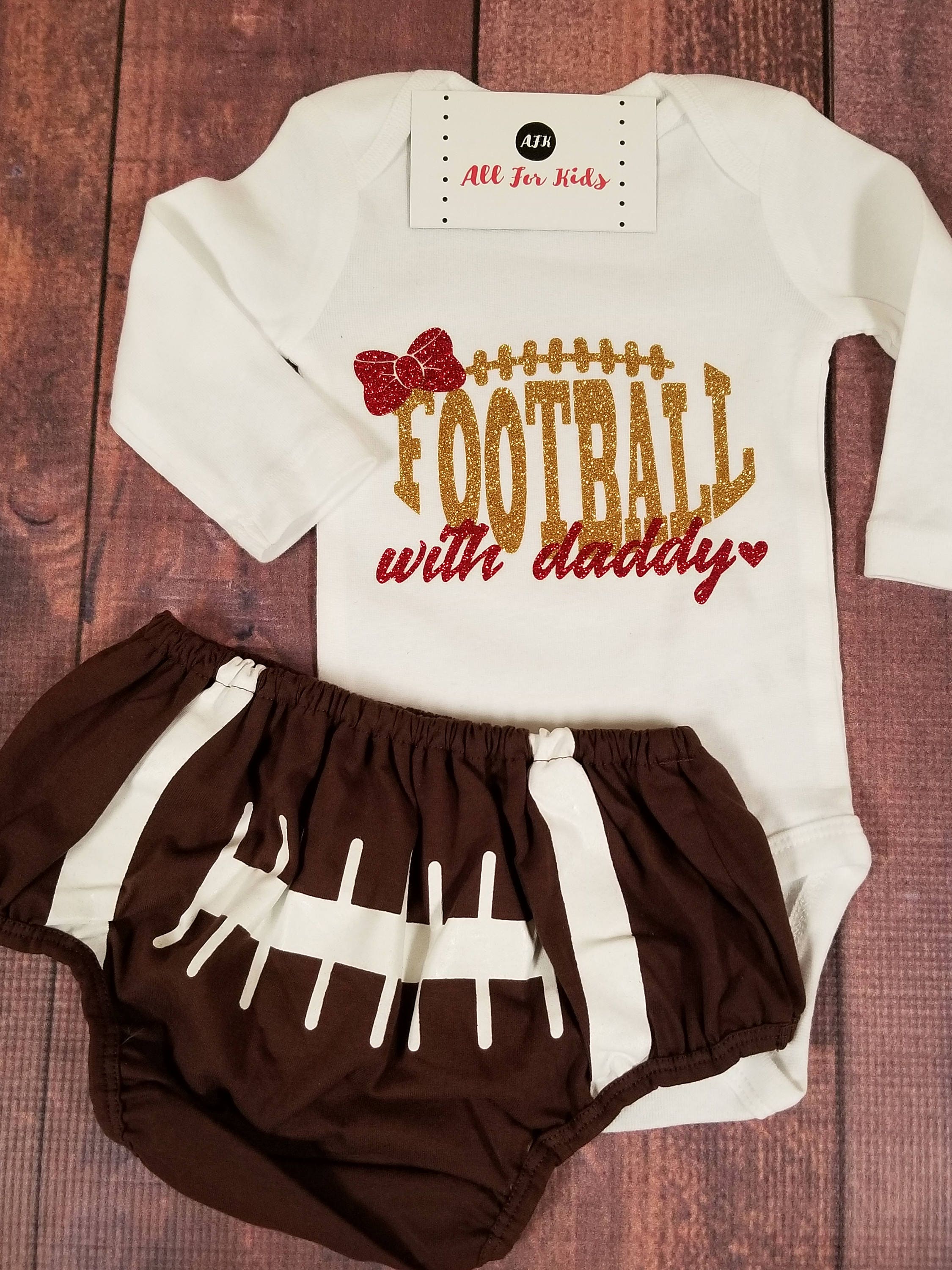 Baby Girl Clothes Football With Daddy Bodysuit Infant Etsy
