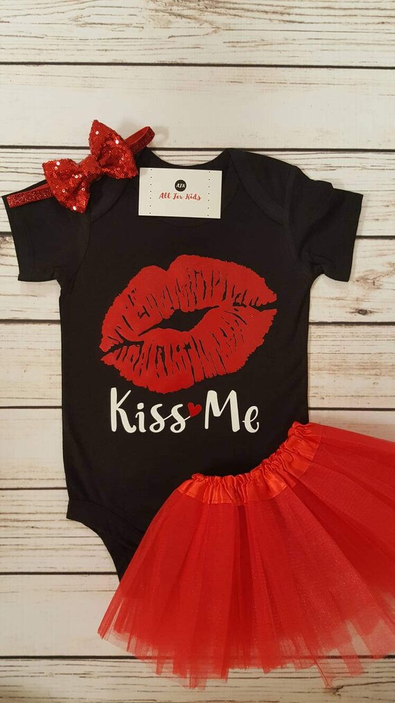 Baby Girl Clothes Kiss Me Outfit Red Lips Bodysuit Etsy