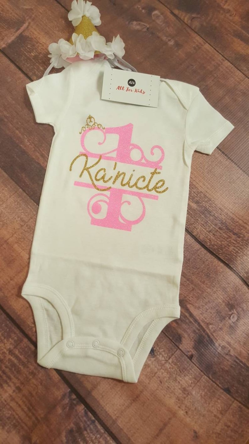 1st Bday Bodysuit Add Name Baby Birthday Shirts