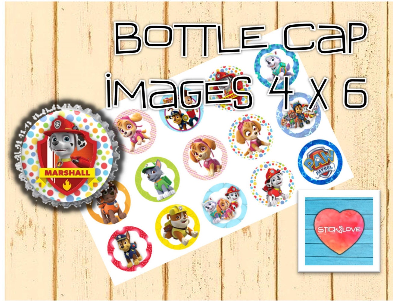 Paw Patrol printables 4x6 1 circles bottle cap | Etsy