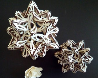 Solar Flair - 3D mathematical model. In laser cut wood, in assembly kit or assembled