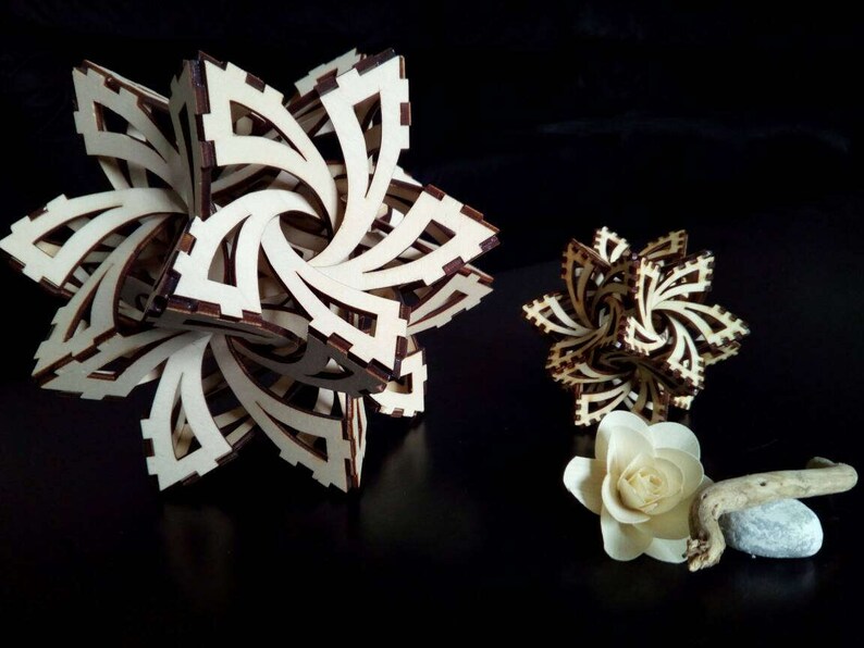 Frabjous 3D mathematical model. In laser-cut wood, in assembly kit or assembled image 2