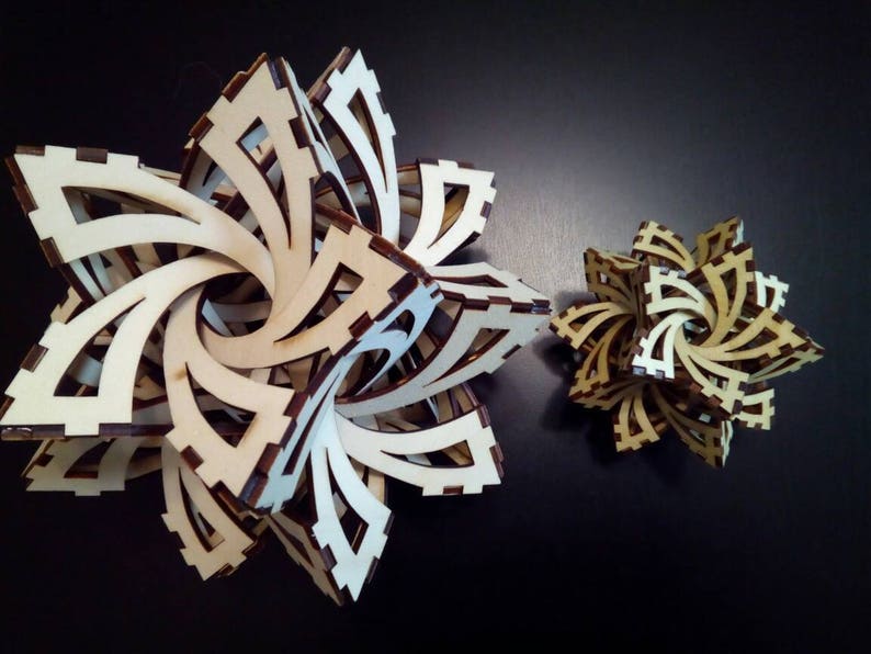 Frabjous 3D mathematical model. In laser-cut wood, in assembly kit or assembled image 5