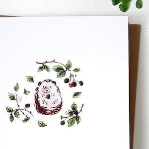 Biglietto d&#39;auguri illustrato con riccio - Acquerello e matita, opera d&#39;arte originale