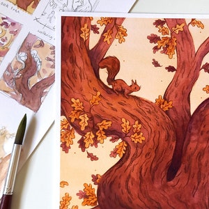 Eiche Aquarell Illustration Druck (A5)