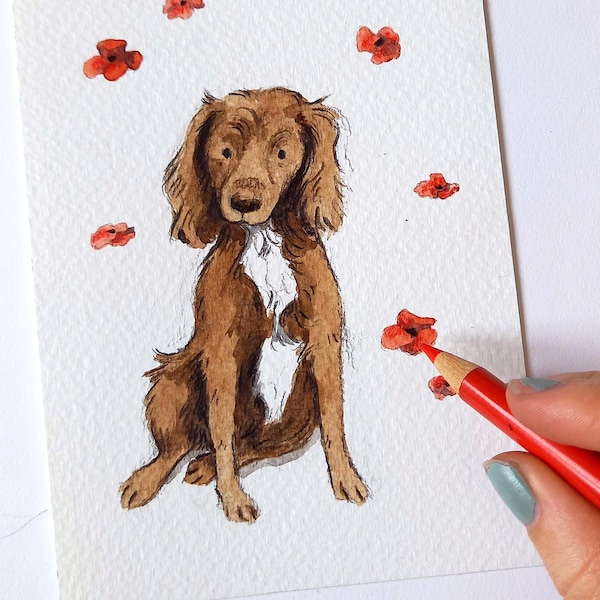 Custom Mini Pet Portrait (A6) Watercolour & Pencil Illustration