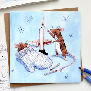 Ilustrowana kartka świąteczna Winters Eve (pojedyncza) - A Mice Cosy Christmas