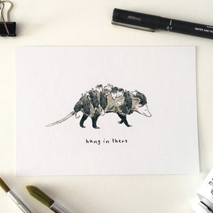 Hang in There Possum Illustration Print (A6)