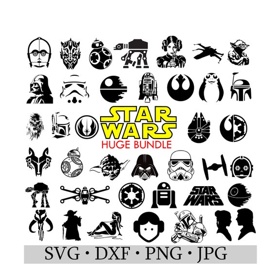 Download Star Wars Bundle SVG JPG DWG png Silhouette Cameo or Cricut | Etsy