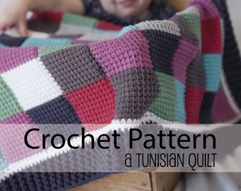 Crochet PATTERN ONLY A Tunisian Quilt || Crochet Baby Blanket || Tunisian Crochet || Crochet Pattern || Scrap Yarn Blanket