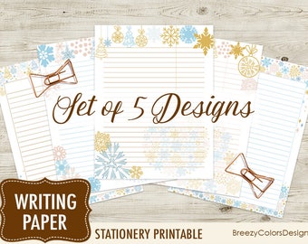 watercolor lines writing paper set of 5 journal notes etsy