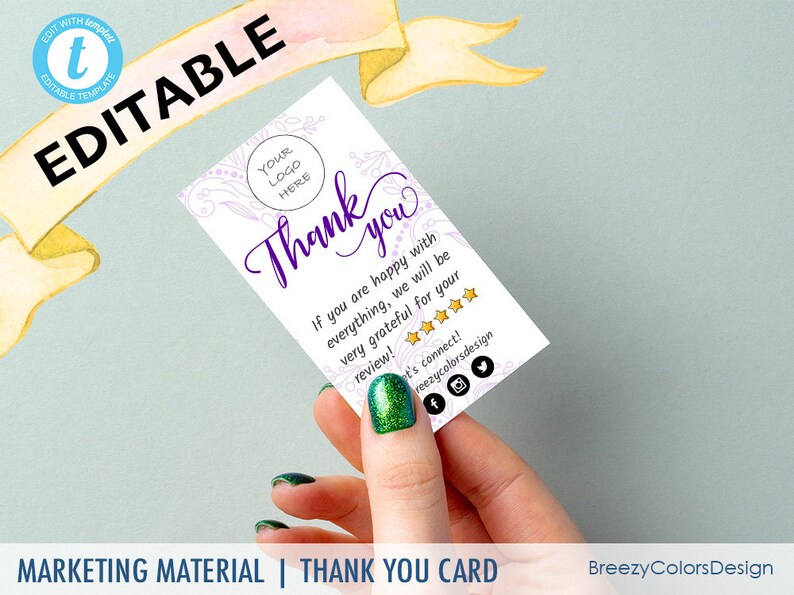 Hang Tag Template 3.5x2 Templett Girly DIY Gift Tag Printable Custom Edit Yourself 10 or 12 Tags Per Sheet Thank You Cards Editable