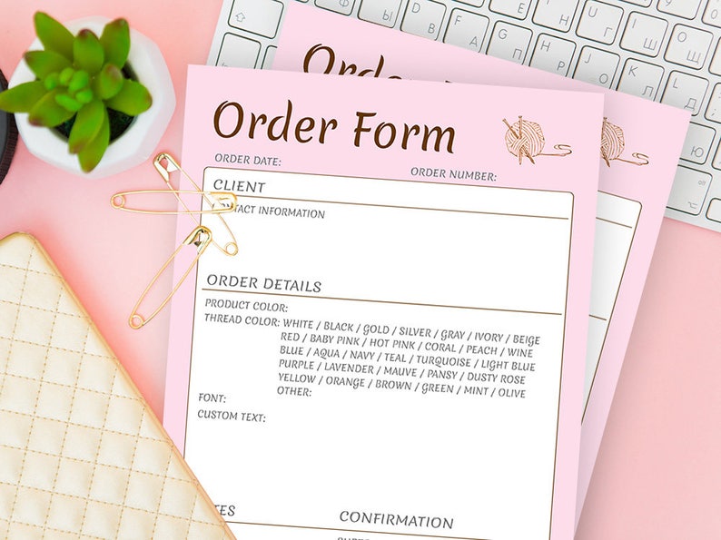 Embroidery Order Form Printable Custom Templates Business Etsy